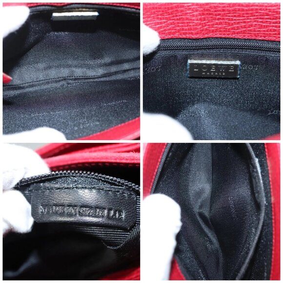 LOEWE Anagram Shoulder Bag Suede Leather Red Gold Auth sw697 - Picture 15 of 16